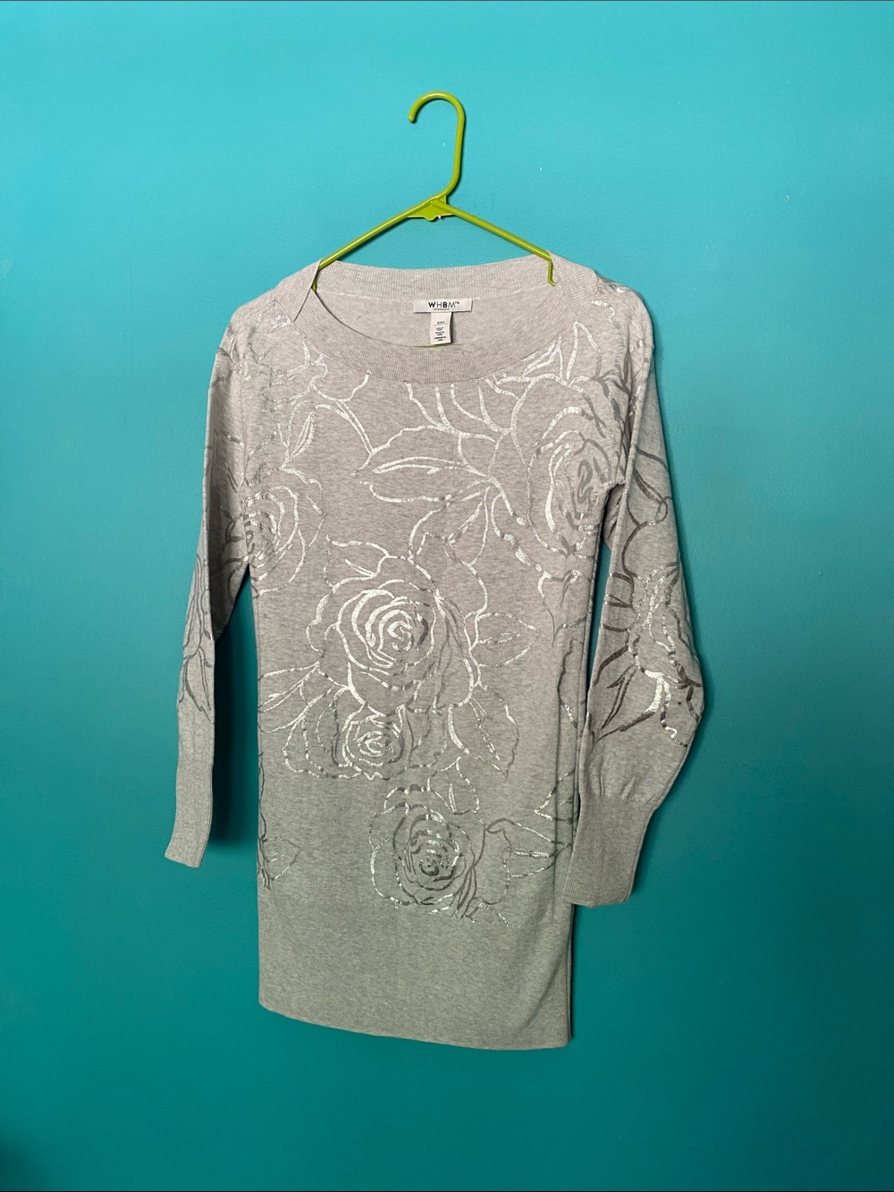 WHBM Floral Silver Floral Long Pullover